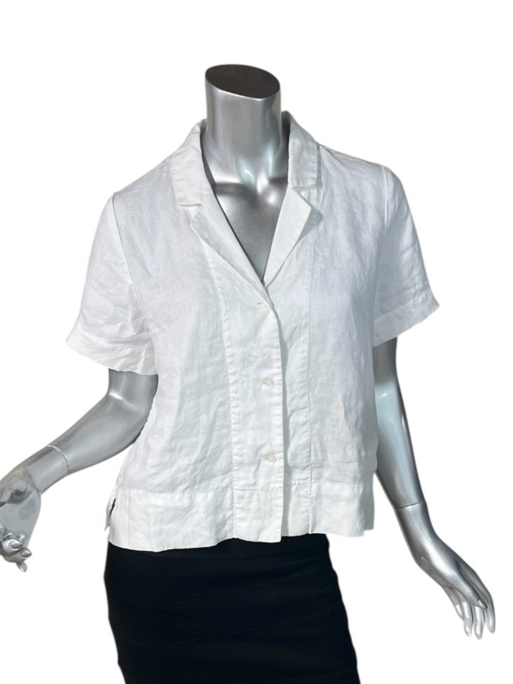 Quince White 100% European Linen Short Sleeve Button Down Shirt Size SMALL